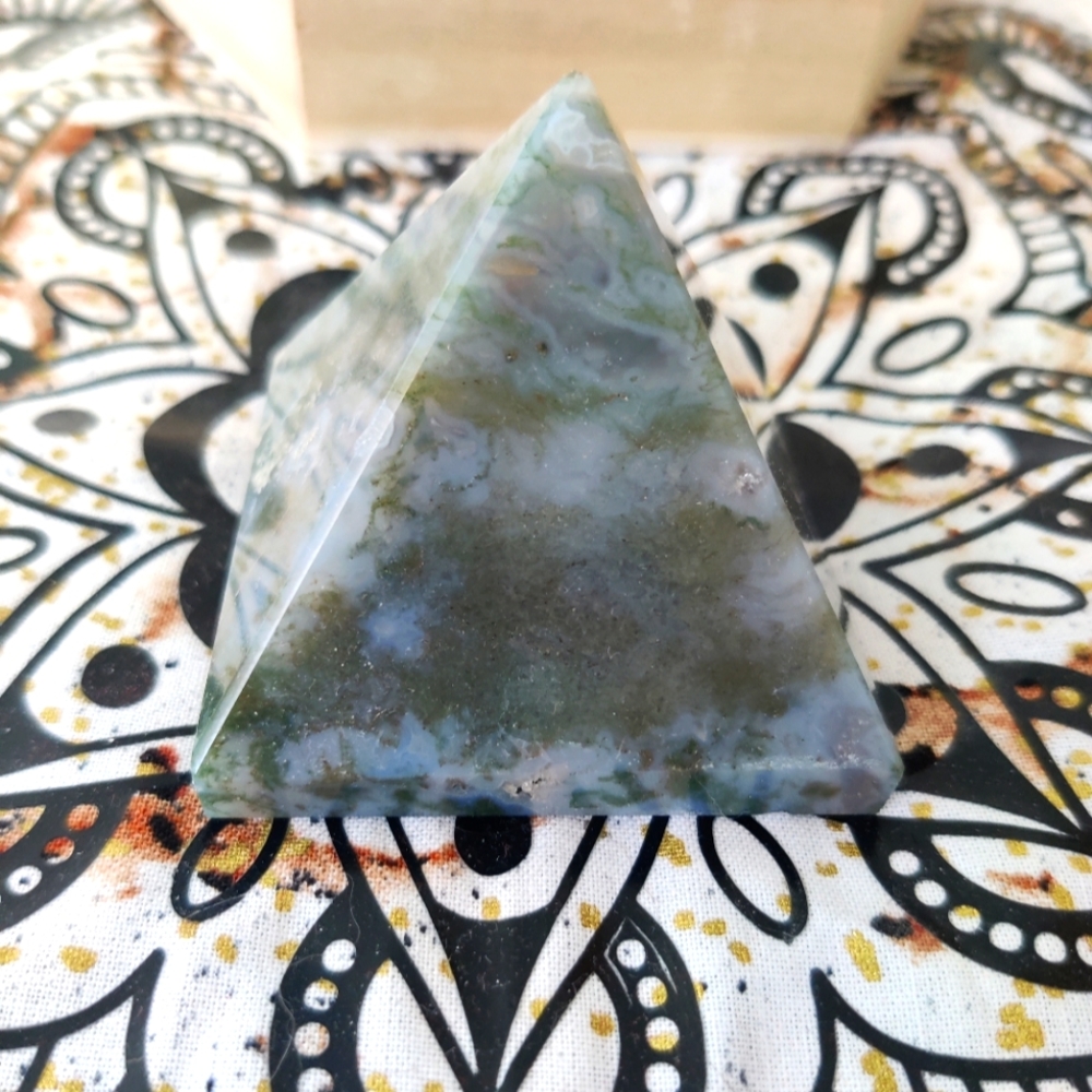 Moss Agate crystal pyramid